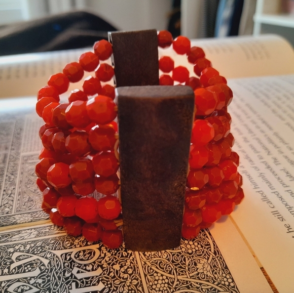 Red Stretchy Cuff Style Bracelet - Picture 4 of 4